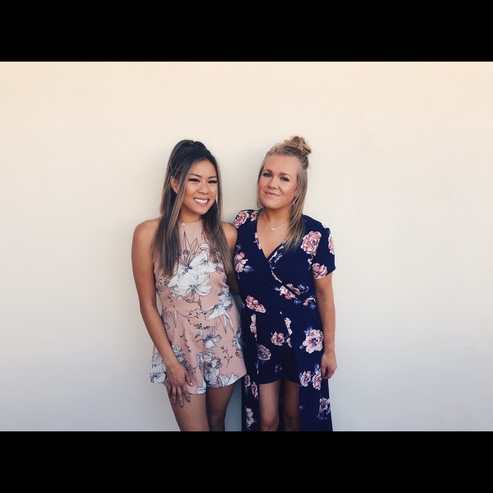 Blush pink floral romper